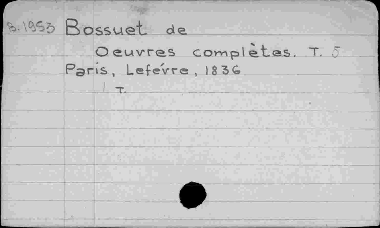 ﻿Bossuet- de
Oeuvres complétas.
Par'S, Lefevre , I8 3G